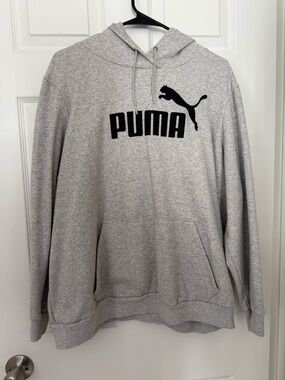 Puma Light Gray Pullover Hoodie with Black Logo